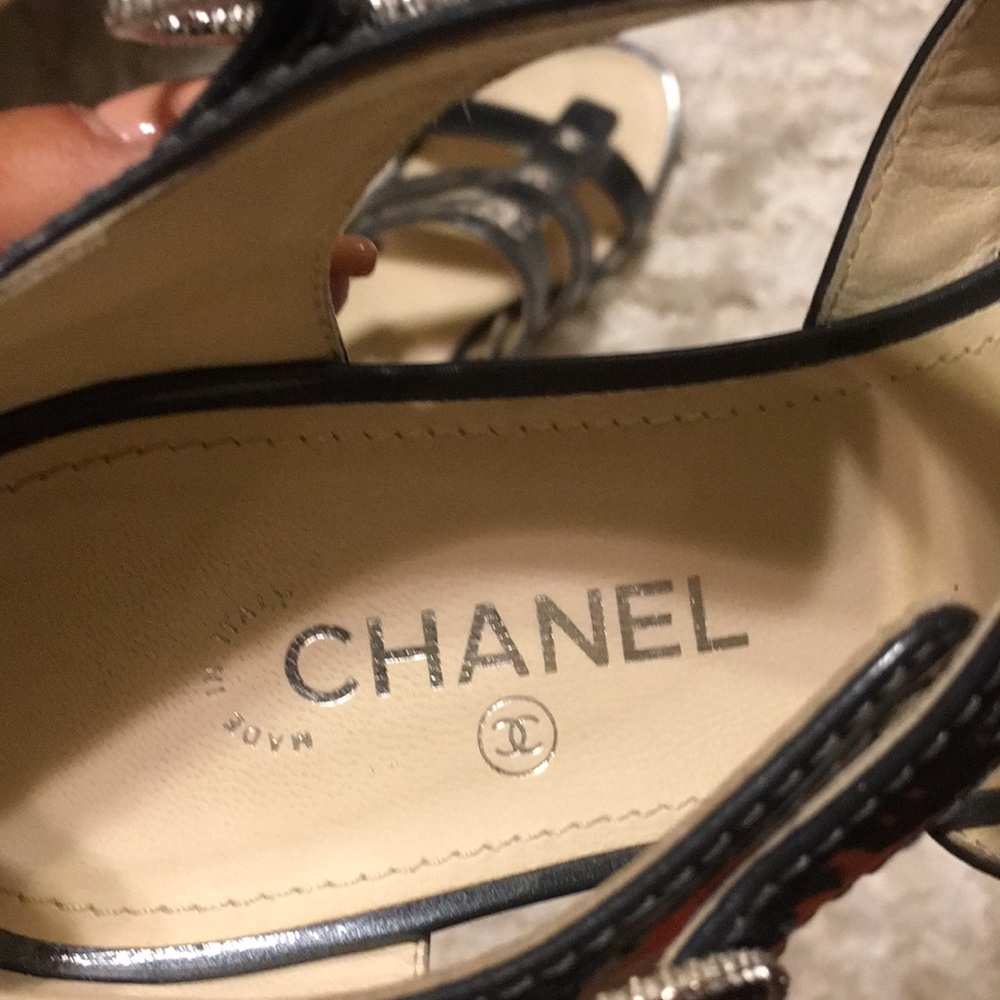 Chanel sandals turquoise blue grey Great condition - Picture 3 of 7